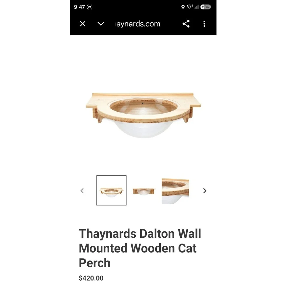 Thaynards Dalton Wall Mounted Wooden Cat Perch - Wood Cat Perch